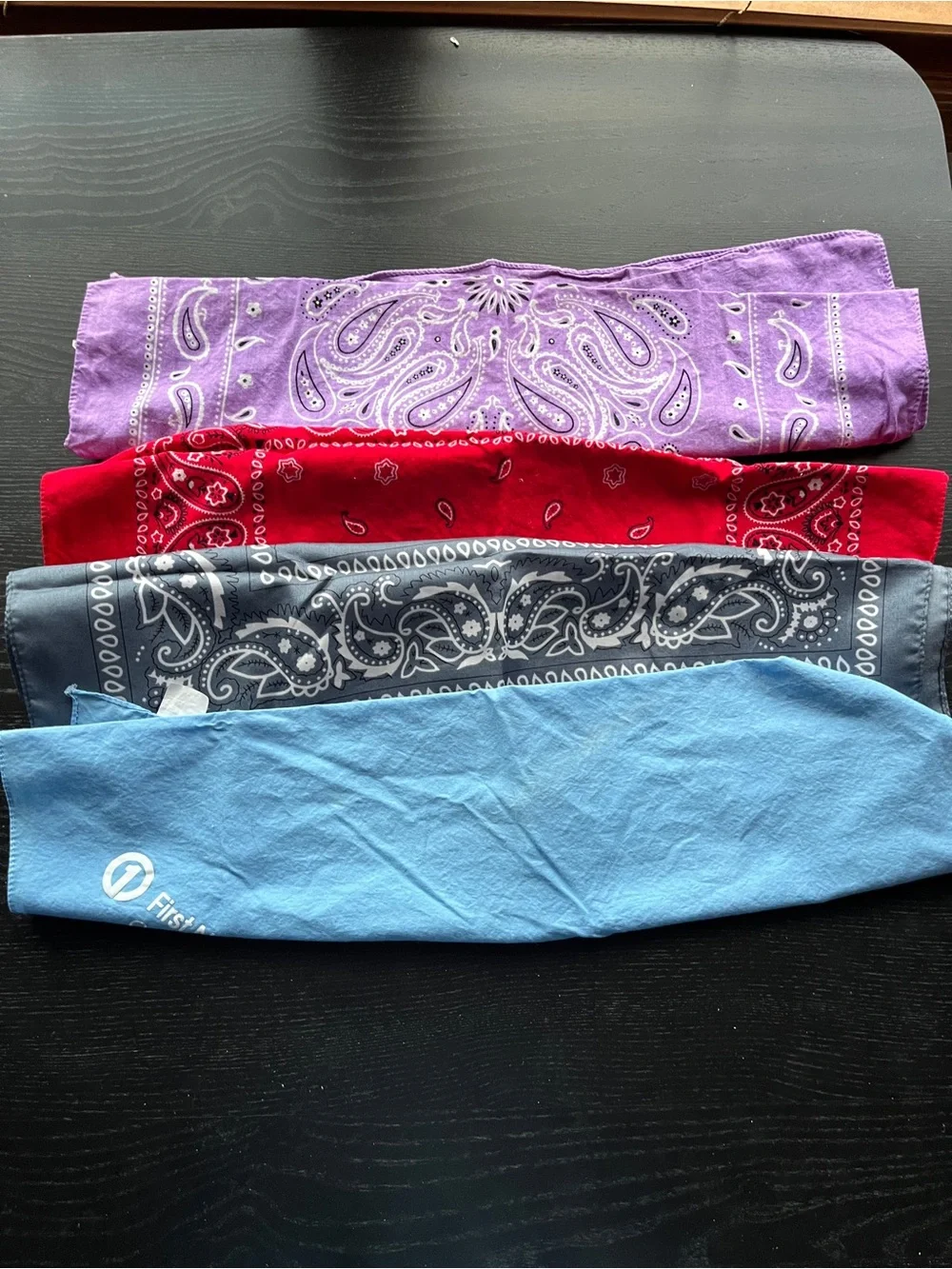Vintage Paisley & Promo Bandana Lot Red Light Blue Purple Charcoal 100% Cotton